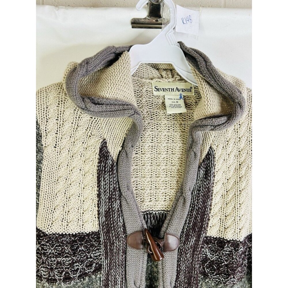 Vintage 90s Patchwork Toggle Hooded Cardigan Swea… - image 3